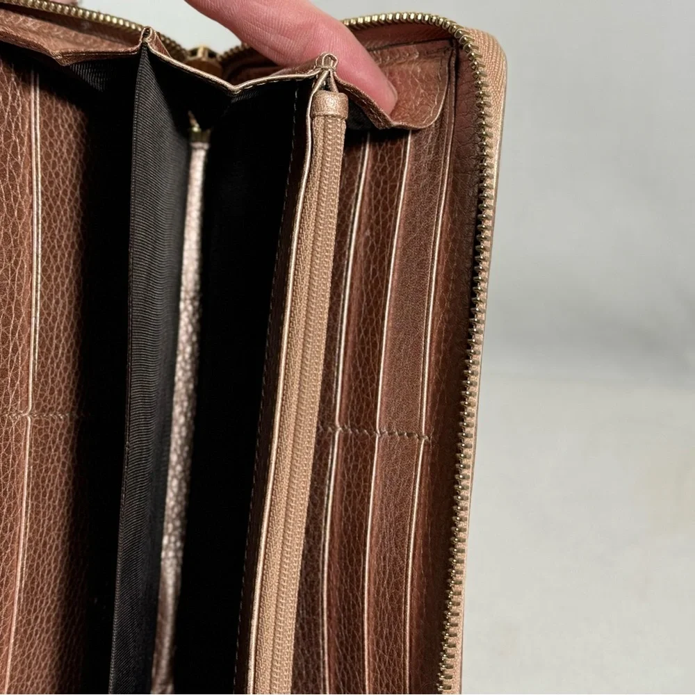 Gucci GG Canvas Leather‎ With Bamboo tassel Zip around Continental Wallet